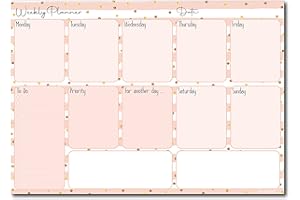 PARTIKRAFT A4 Weekly Planner - 50 Sheet Note Pad with Priority, To Do List & Doodle Notes Sections (Rose Gold Striped)