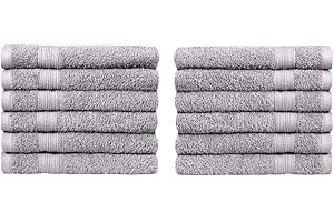 NatureMark NM-HT0816 - Asciugamani in spugna, 100% cotone (argento), 12 pezzi, 30 x 50 cm