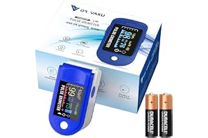 DR VAKU® Fingertip Pulse Oximeter for SpO2 Blood Oxygen Saturation and Heart Rate Monitoring, Four-Color TFT Display, Battery Included- White & Grey