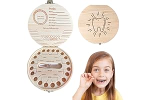 MsTeco Milchzahndose aus Holz,Zahndose Milchzähne mit Namen zum Aufstellen,Zahndose Milchzähne Bilderdose aus Holz,Erinnerungsbox Baby Geschenke zur Geburt, Baby Geschenk