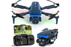 KARUISRC K417 Drone with Dual Camera 1080P, LED Blue Lamp Brushless Drones with Electric camrea, RC Quadcopter APP Drone for Kids and Adults, Altitude Hold and Headless Mode for Beginners, 3D Flip