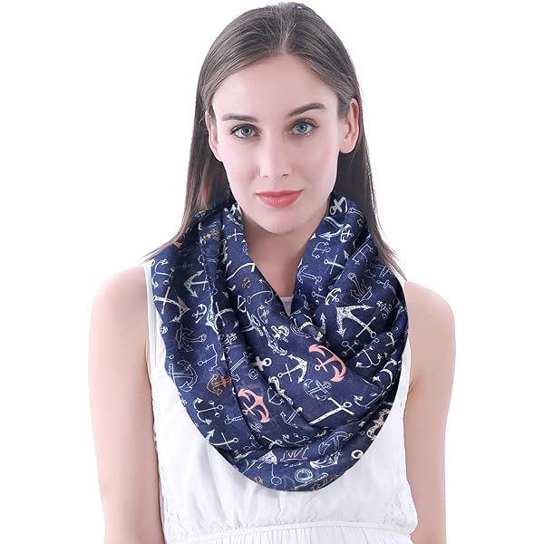 StyleBREAKER Loop Schal Maritimes Anker-Seil-Print – 78 X 38 Cm, 50% Viskose/50% Polyester, Unisex