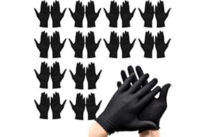 BbiuRer Cotton Gloves, 12 Pairs of Black Gloves, Thin Fabric Gloves, Ideal for Hand Care and Jewellery Examinations, Soft and Elastic