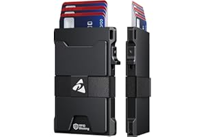 dwnkove Mens Wallet Credit Card Holder, Wallets for Men, Aluminum Minimalist Metal Pop Up Wallet with Durable Expandable Backplate, RFID Blocking, Front Pocket Card Cases, Holds 12+ Cards Plus Cash