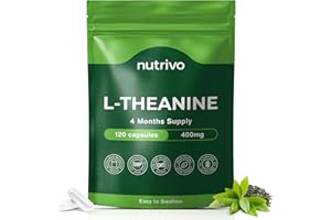 NUTRIVO L Theanine 400mg | 120 Vegan Capsules - 4 Months Supply | Good Alternative to L-Theanine Powder, Gummies and Drops | UK Made L'Theanine Supplement