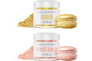 WWTOP Essbarer Glitzer Set - 2 Farben Gold und RoséGold Lebensmittel Essbares Glitzer für Getränke, Geschmacklos Essbare Glitzerpulver, Glitzer für Liköre, Cocktails, Torten, Pralinen, Dessertdekorationen