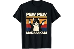 PEW PEW MADAFAKAS REGALO PER PROPRIETARI DI GATTI Pew Pew Madafakas gatto pazzo design del gatto divertente Maglietta