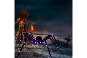 Ragni Giganti Luminosi Per Halloween – 3 Pezzi (90cm + 75cm) – Occhi Rossi Led Con 3 Modalità
