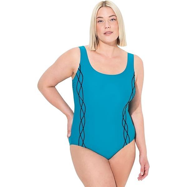 Ulla Popken Badeanzug »bs 64 Badeanzug Bademode geraffte Softcup-Büste