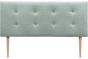 DHOME Cabecero, Cabezales de Cama Capitoné hasta el Suelo. Cabezal tapizado ACUALINE Tela y Polipiel. Cabeceros de Cama Matrimonio e Individual (Tela Verde Agua, 160x115cm con Patas (Camas 150/160))