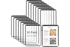 MOUYAT 30 Pack 8.5 x 11 Inch Menu Covers, Clear Menu Holder Double Stitched Single Page Menu Cover Menu Sleeves Two Viewing Transparent Surfaces Restaurant Menu Covers