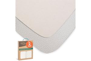 Tutti Bambini CoZee Crib Fitted Sheets (2 Pack) - Grey/Cloud 100% Cotton Sheets - For CoZee Bedside Crib