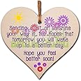 Handmade Wooden Hanging Heart Plaque Gift Get Well Soon Sympathy Keepsake Card Alternative