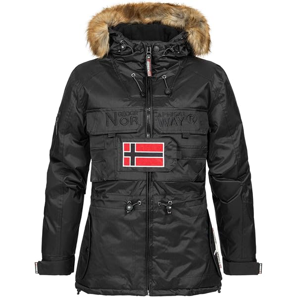 Geographical Norway Giacca Invernale Donna Parka Lungo Trapuntato Caldo Con Cappuccio