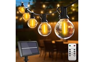 btfarm Guirnaldas Luces Exterior Solar con Mando a Distancia, 23M 30+3 G40 Bombillas Solares LED Exterior Jardin, 4 Modos Guirnalda Solar Exterior Placa Solar Cadena para Exteriores Terraza Patio
