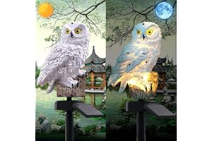 YZYOE Solar Energy Owl Light, Garden Decoration Resin Cute Animal Ground Lamp， Wireless Dusk to Dawn LED Sconce Lights Waterproof.