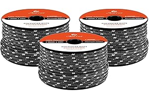 Abma Cord Lina Poliestrowa 6mm x 30m Linka Pleciona Sznurek, Biały - Wytrzymała - Czarno/biały