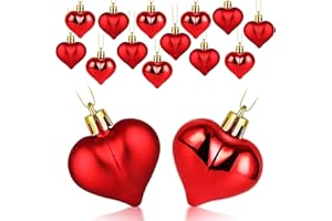 WEITAPYT Valentinstag HerzOrnamente, 12pcs Rote Herz Kugeln, HerzDeko Valentinstag, HerzKugeln Klein, Ornamente Herz, Romantische Deko fürValentinstag, Hochzeiten und Hochzeitstage(2 Stile)