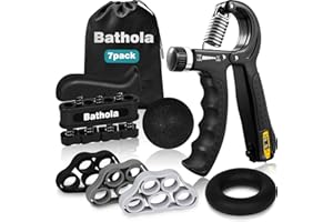 Bathola Hand Trainer, Forearm Trainer 7-Pack, Grip Strength Trainer Con Borsa Da Trasporto, Grip Trainer Regolabile Con Funzione Di Conteggio, Dispositivo Di Allenamento Delle Dita, Nero