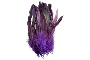 ATST Pack of 50 Rooster Pheasant Dip Dyed Feathers - 5-8" (12-20cm) Approx Length - Six Colour Choices (Purple)