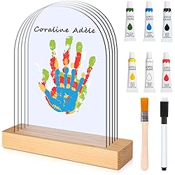 Kit Empreintes Mains Famille Avec 5 Vitres - Peinture Non Toxique, Souvenir Bébé, Cadeau Naissance, Fête Des Mères