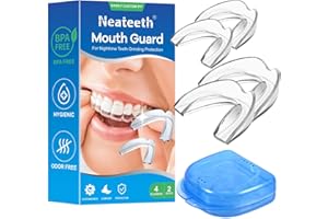 NEATEETH Mouth Guard for Teeth Grinding, Night Guard for Teeth Grinding, Mouthguards for Bruxism, Moldable Mouth Guard 4 Pack/Two Size