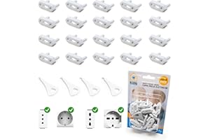 GENERICO Homy Kit 20 Copriprese di Sicurezza Corrente Elettrica per Bambini Copri Presa Elettriche Italiane Universali Shuko Set Neonato Copripresa Schuko Protezione Prese Casa Antiscossa Bimbi (Bianco)