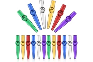WIYETY 18 Stück Kazoo Set: 6 Farben Kazoo aus Kunststoff, Kazoo Instrumento, Musikliebhaber, Anfänger, Preis, Party Favors Geschenke(Gold Silber Grün Rot Blau Lila,12.3X1.9CM)