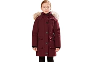 maoo garden Mädchen Wintermäntel schwere wasserdichte Jacke mittellanger Fell Kapuzenparka