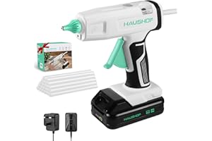 HAUSHOF 20V Cordless Glue Gun, Rechargeable Hot Glue Gun with 20 pcs Full Size Glue Sticks(11x150mm)，Fast Preheating Battery Powered Hot Melt Glue Guns for DIY Crafts, Art, Home Repairs