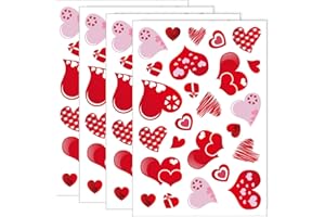 TUPARKA 4 Sheets 100Pcs Hearts-Shape Valentine's Day Window Clings for Valentine's Decoration Wedding Party Birthday Party Supplies