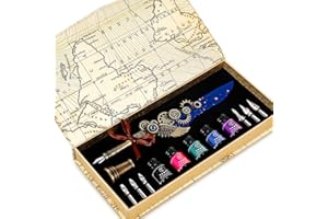 ‎YICMY YICMY Kalligraphie Set, Schreibfeder Kaligraphiestifte Set Vintage Federstift Tinte Set, Feder Kalligraphie Stift für anfänger, Antikes Schreibwaren-Geschenk für Weihnachten, Valentinstag (Blau)