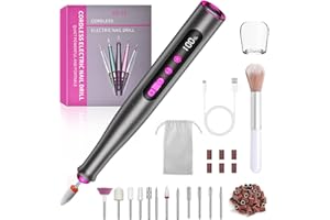 ‎LUTRANSTRA Elektrische Nagelfräser Kabellose - 35000 U/Min Nagelfeile für Gelnägel, 5 Geschwindigkeiten, 12 IN 1 Professionell Fräser für Nägel & Acrylnägel, Akku Rechargeable Maniküre Pediküre Set