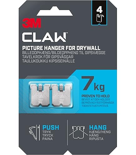 3M CLAW Gipsplaat Picture Hanger Assortiment Pack - 9 haken voor zware voorwerpen, spiegels en woondecoratie - geen gereedschap nodig (7 kg, 11 kg, 20 kg, 30 kg