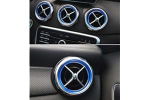 HAILWH in Lega di Alluminio Aria condizionata Anello di sfiato Adatto per Mercedes Benz Classe A Classe B GLA CLA Bling Applique Corona Interni automobilistici (Blu, Prima Anello Interno (5 Pezzi)