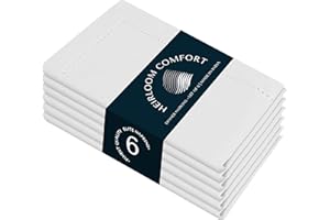 HEIRLOOM COMFORT Hemstitch Cloth Napkins Set of 6, 100% Cotton, Mitered Edges, 45x45 cm, Soft, Washable, Reusable Napkins, Perfect for Dinner, Restaurants, Weddings, Parties, Everyday Use, White