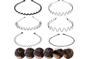 ELALOVE 6 Stück Metallische Wellen Haarbänder, Elastische Stirnbänder für Frauen und Männer, Sportliche Kopfband Unisex, Dünnes Haarband für Outdoor, Yoga und Alltag