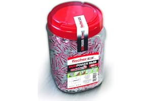 fischer 557385 kołek rozporowy do ściany 10 x 50 betonowy, puszka wiadro z 10 x 50 Duopower (200 sztuk), szary/czerwony, 10 x 50/200 uds