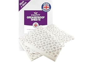 Culpitt Greaseproof Paper Sheets | Bakery | 100 Sheets | Printed Pre Cut Baking Paper For Baking, Freezing, Serving, Displaying | Cookies, Cakes, Pastries, Sandwiches - 25cm x 36cm - 100