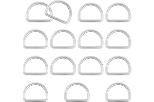 Aiyorse 15 Pack 1 Inch D Ring, 3mm Thickness Stainless Steel Heavy Duty D Ring for Bag Metal Solid Rings for Dog Collars, Backpacks, Webbing Straps Belts Bags Dog Leash Hand DIY Accessories(Sliver)