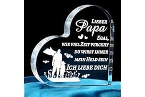 Blumuze Vatertagsgeschenke für Papa,Herzförmiges Acryl Dekoschild Geschenke für Papa,Papa Geschenk Geburtstag, Vatertag Geburtstagsgeschenk für Papa,Beste Vater Geschenkidee