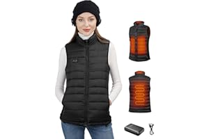 Loowoko Chaleco calefactable mujer con bateria 10000mah, chaqueta calefactable sin mangas ligera, 3 niveles de calor + 4 zonas, Para trabajar al aire libre, ciclismo, moto y esquí