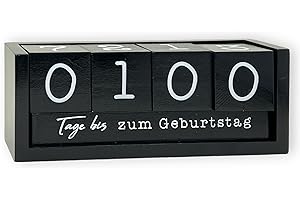 MIK FUNSHOPPING Kalendarz odliczający, kostka z drewna, z listwą tematyczną, kalendarz na stół, drewniana kostka, odliczanie na wesela, urodziny, egzaminy, Boże Narodzenie (czarny)