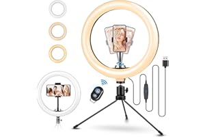ELECTRIC GIANT 10,2" LED Lumière Anneau avec Trépied, LED Ring Light Anneau Lumineux avec Télécommande, Lumière Photo Téléphone 3 Modes d'Éclairage et 11 Niveaux de Luminosité pour TikTok Youtube Maquillage