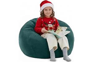 Nobildonna Bean Bag Chair Cover (No Filler) for Kids and Adults. Extra Large 300L Bean Bag Stuffed Animal Storage Washable Soft Premium Corduroy Stuffed Plush Toys Bean Bag Cover (Dark Green)