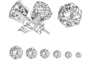 Yohong 316L Medizinische Ohrstecker mit Zirkonia, Chirurgenstahl Ohrringe Diamant für Damen Herren, Set für Mehrere Ohrlöcher Ohrringe Stecker, Hypoallergene, Nickelfrei