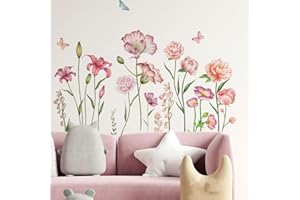 HaoFuJi Pegatinas Pared Grandes Flores Adhesivos Florales Vinilos de Pared Mariposa Plantas Decorativos Oficina Salon Dormitorios Comedor Habitación Niños Infantiles Guardería Decoración