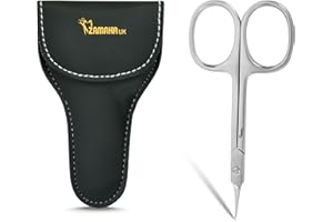 ZAMAHA UK Professional Nail Scissors, Stainless Steel, Curved Blade, Sharp Cuticle Trimming, with Ergonomic Finger Holes, Multi-Purpose Sharp Manicure for Men & Women (Curved Arrow Point Scissor)
