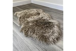 SHEEPSKIN WORLD Arthur Cameron - Genuine Double-Fleece Sheepskin Rug with a Natural Suede Backing - Non-Allergenic, Extra Thick & Dense Wool with a Soft, Fluffy Texture