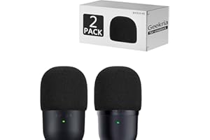 Geekria for Creators - Parabrezza in schiuma compatibile con Razer Seiren Mini, Seiren V3, copertura in schiuma antipop, copertura antivento per microfono, filtro in spugna (nero, confezione da 2)